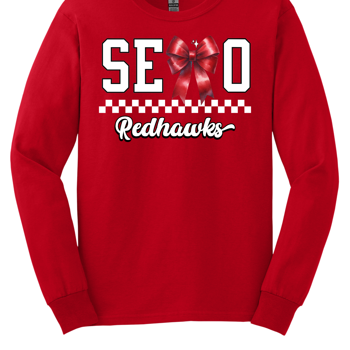 This SEMO long sleeve shirt features white lettering outlined in black with a creative twist - the letter "M" is a stylish red bow for a pop of color and school spirit. A classic checkerboard line runs through the center for a trendy, eye-catching look, while the design is completed with "Redhawks" in script underneath for the perfect final touch.
Shop at Gorgeousware.com today!
