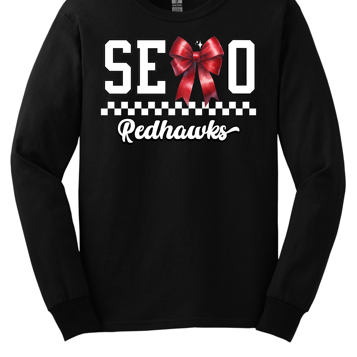 This SEMO long sleeve shirt features white lettering outlined in black with a creative twist - the letter "M" is a stylish red bow for a pop of color and school spirit. A classic checkerboard line runs through the center for a trendy, eye-catching look, while the design is completed with "Redhawks" in script underneath for the perfect final touch.
Shop at Gorgeousware.com today!
