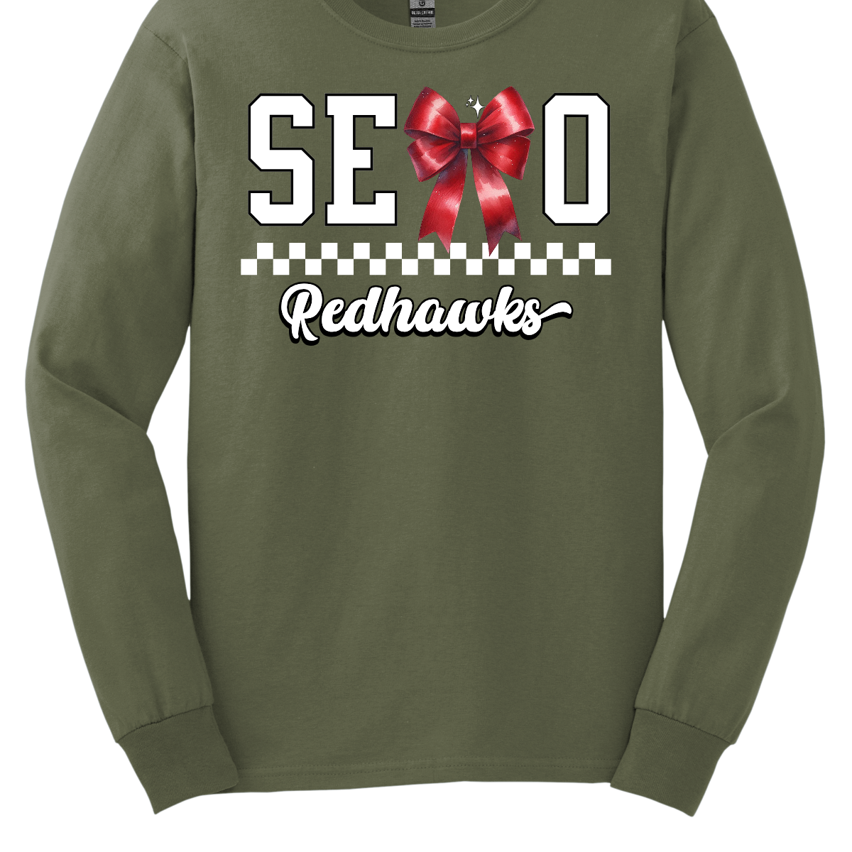 This SEMO long sleeve shirt features white lettering outlined in black with a creative twist - the letter "M" is a stylish red bow for a pop of color and school spirit. A classic checkerboard line runs through the center for a trendy, eye-catching look, while the design is completed with "Redhawks" in script underneath for the perfect final touch.
Shop at Gorgeousware.com today!
