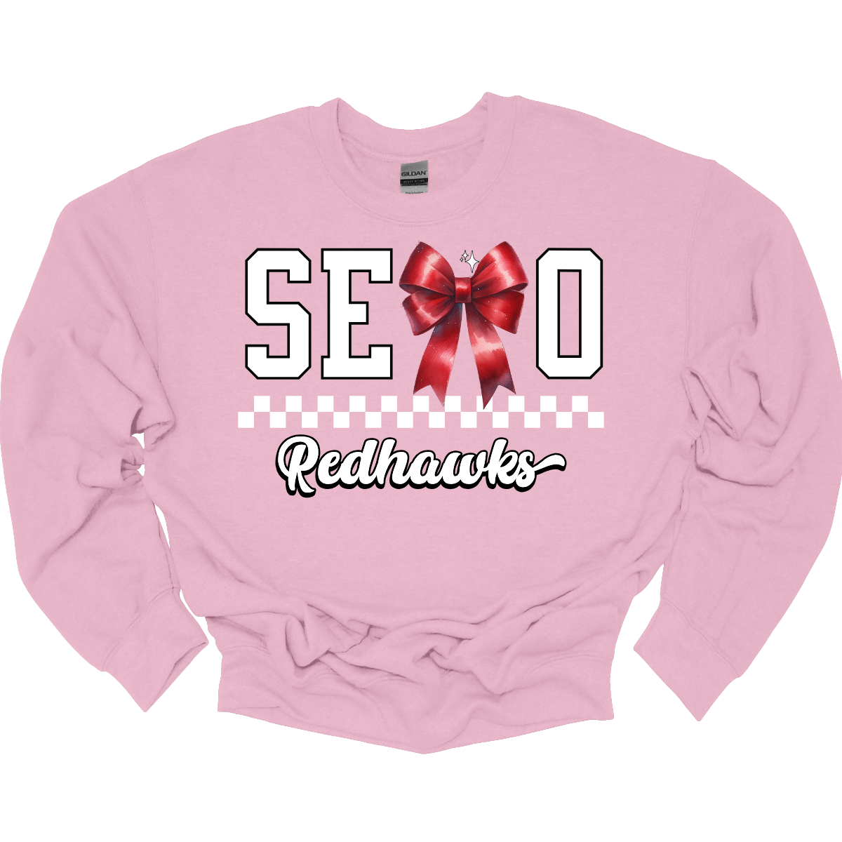 This SEMO crewneck features white lettering outlined in black with a creative twist - the letter "M" is a stylish red bow for a pop of color and school spirit. A classic checkerboard line runs through the center for a trendy, eye-catching look, while the design is completed with "Redhawks" in script underneath for the perfect final touch.
Shop at Gorgeousware.com today!
