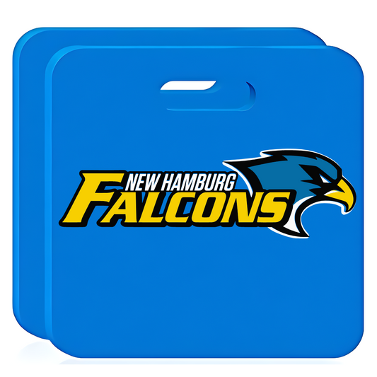 Stay comfortable and show your team spirit with this Royal Blue Stadium Seat Cushion featuring the New Hamburg Falcons logo. Perfect for game day, this one-sided cushion offers added support during those long events while proudly displaying your Falcons pride. Its vibrant royal blue color ensures you'll stand out in the crowd, while the durable, easy-to-carry design makes it ideal for any stadium, bleacher, or outdoor seating. Shop at Gorgeousware.com