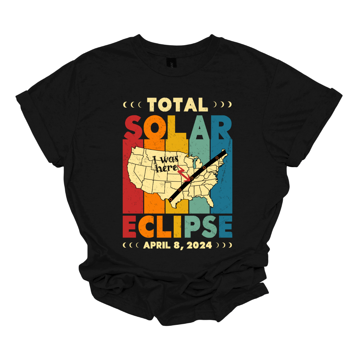 Step back in time with our 'Solar Eclipse: I Was Here' retro-inspired t-shirt! Featuring a vintage map of the USA with a charming 'X' marking the spot, this design captures the essence of nostalgia and adventure. Boldly proclaiming 'Solar Eclipse' alongside the whimsical 'I Was Here' message, it's a playful nod to the historic celestial event of 2024. Shop at Gorgeousware.com today!