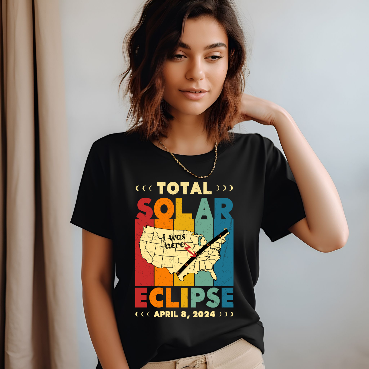 Step back in time with our 'Solar Eclipse: I Was Here' retro-inspired t-shirt! Featuring a vintage map of the USA with a charming 'X' marking the spot, this design captures the essence of nostalgia and adventure. Boldly proclaiming 'Solar Eclipse' alongside the whimsical 'I Was Here' message, it's a playful nod to the historic celestial event of 2024. Shop at Gorgeousware.com today!