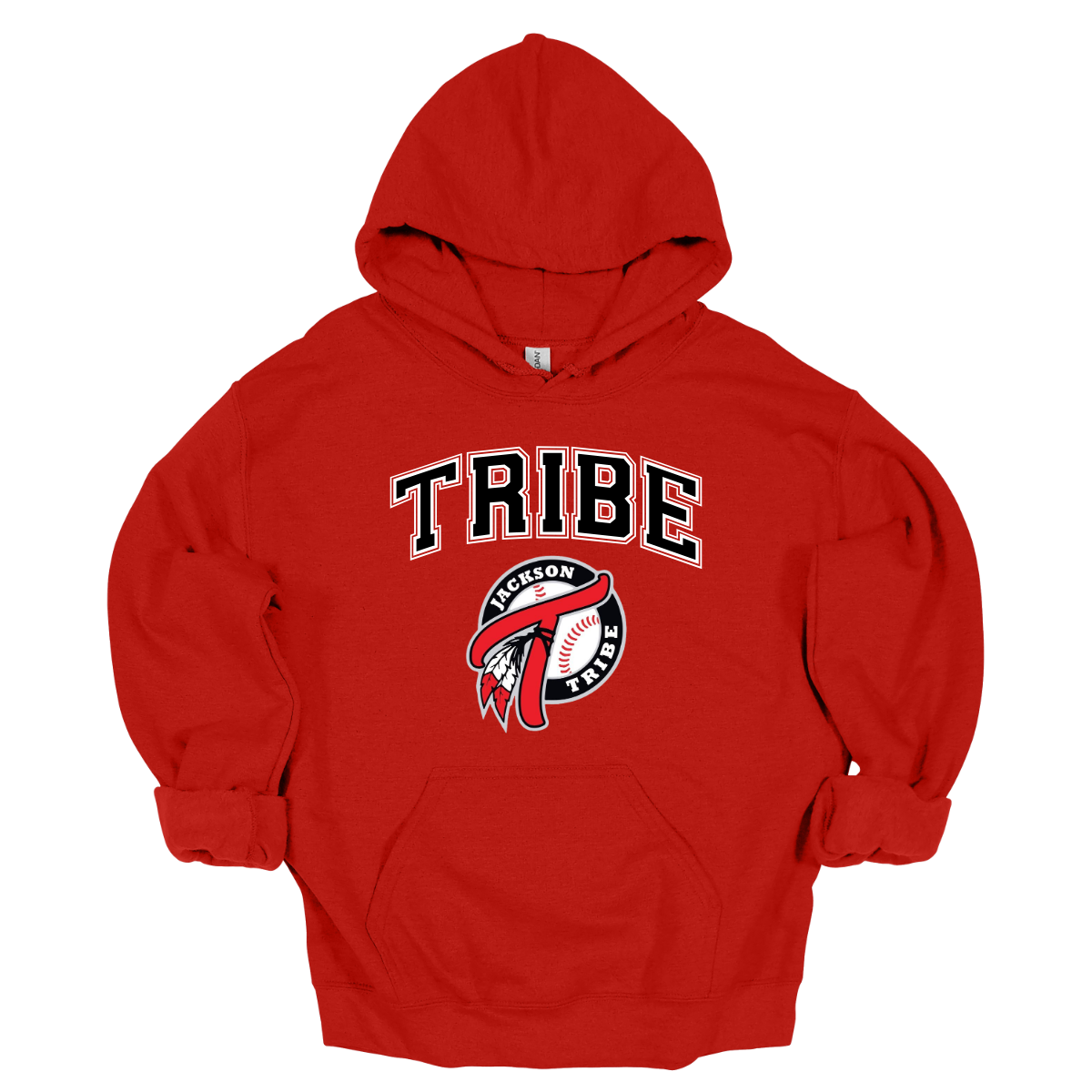 This clothing piece exudes an old-school collegiate vibe, perfect for fans of the Jackson Tribe. At the top, "Tribe" is displayed in a classic collegiate font, evoking a sense of tradition and team spirit. Just below, the Jackson Tribe logo is featured in a smaller size, adding a subtle yet stylish touch. Shop at Gorgeousware.com