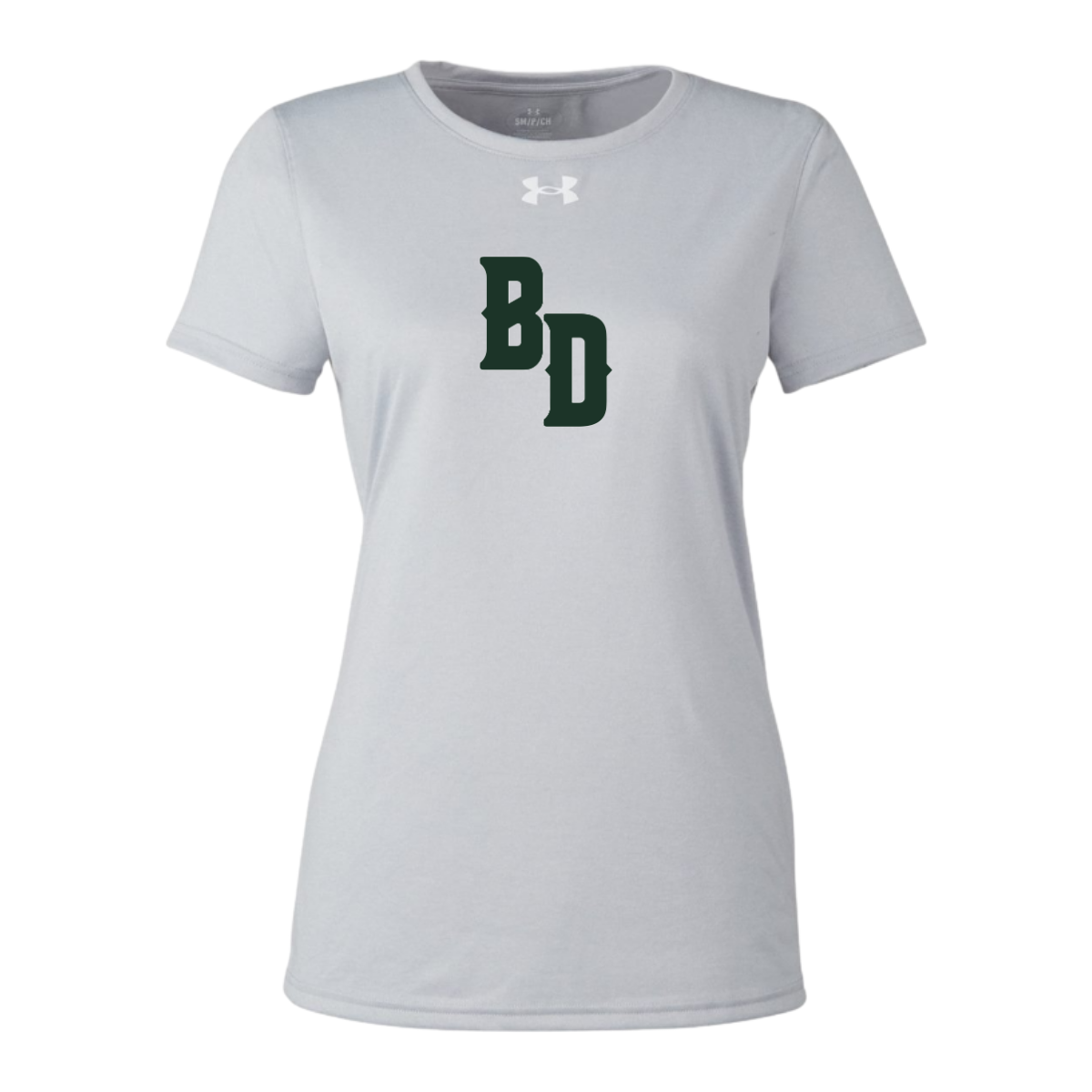 Gray t-shirt with 'BD' logo on a white background