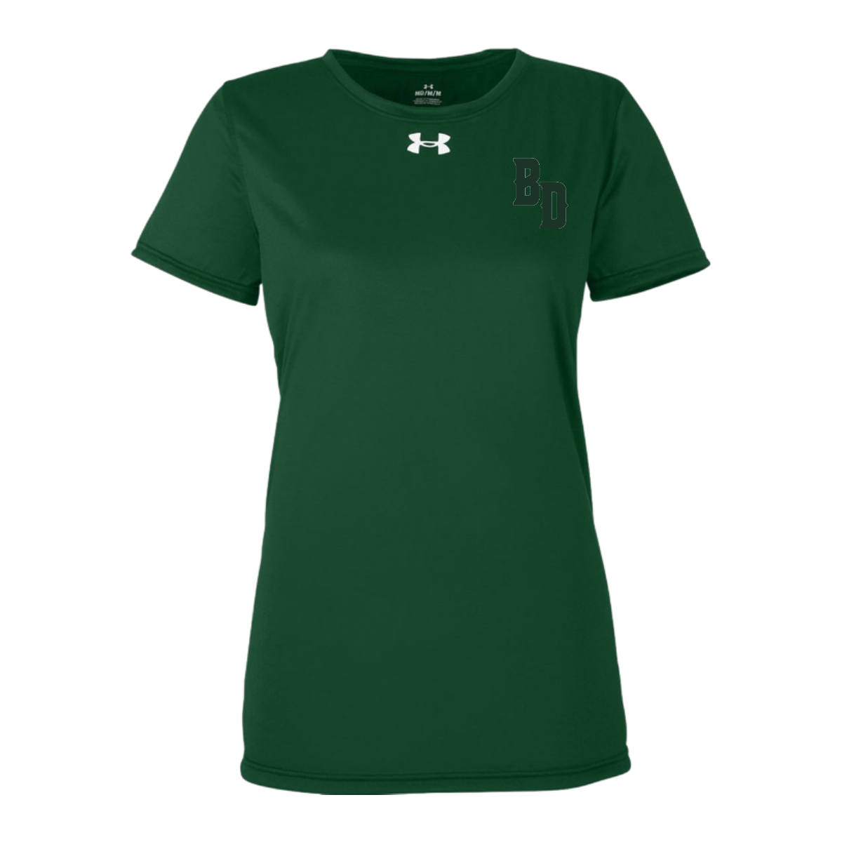 Black t-shirt with 'BD' text on a white background
