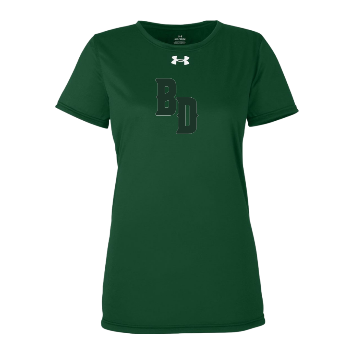 Black t-shirt with 'BD' text on a white background