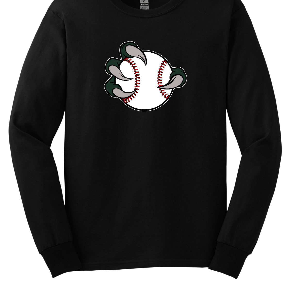 Black sweatshirt with a Bearded Dragon baseball and cleats graphic on a white background