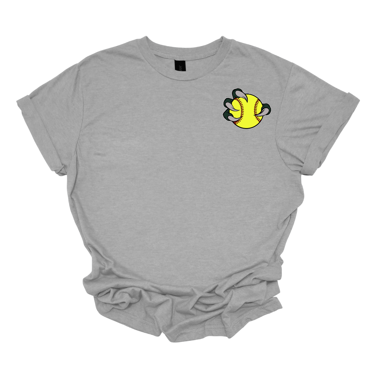 Gray t-shirt with a yellow and black Bearded Dragon graphic on a white background