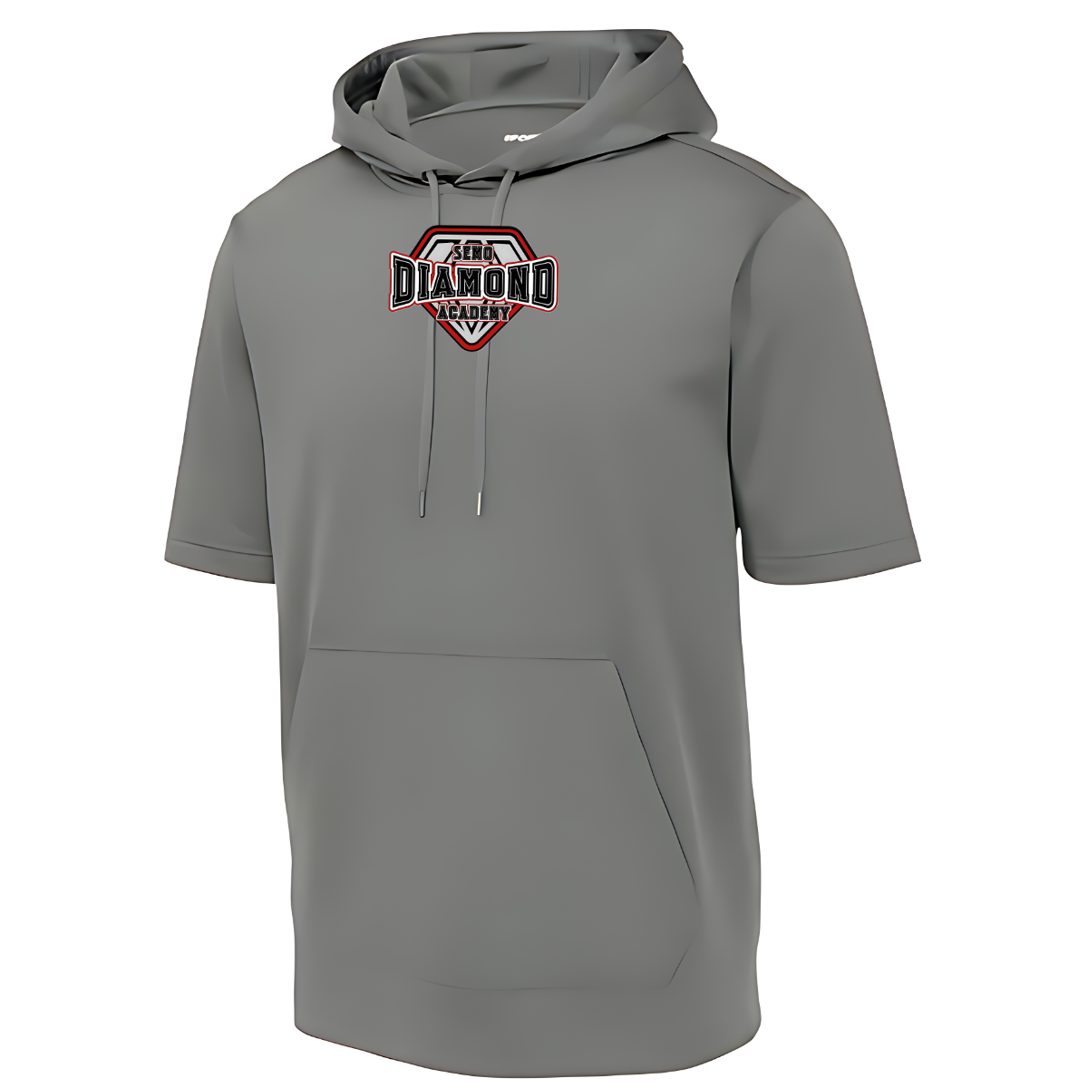 Gray short sleeve hoodie with a "SEMO Diamond Academy" logo on the chest against a white background