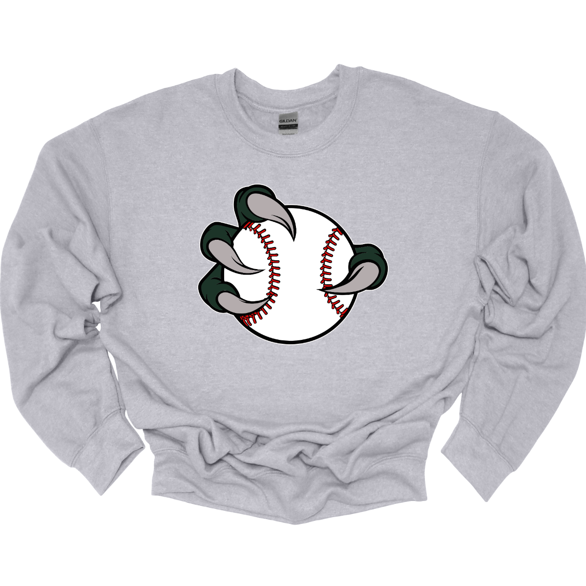 Gray sweatshirt with a graphic of a Bearded Dragon logo on a white background