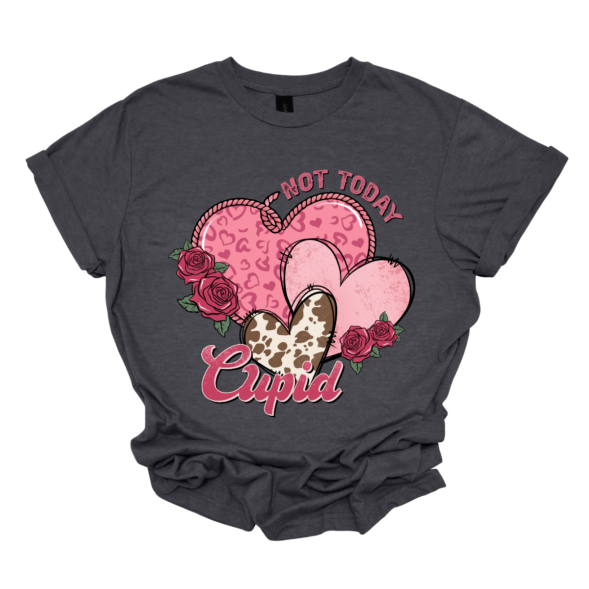 Defy Cupid's arrows with our "Not Today Cupid" T-shirt – a playful and stylish garment that beautifully combines a sassy message with Western-inspired patterns. Perfect for those who want to express their individuality and humor with a touch of Western flair. Shop at Gorgesouware.com