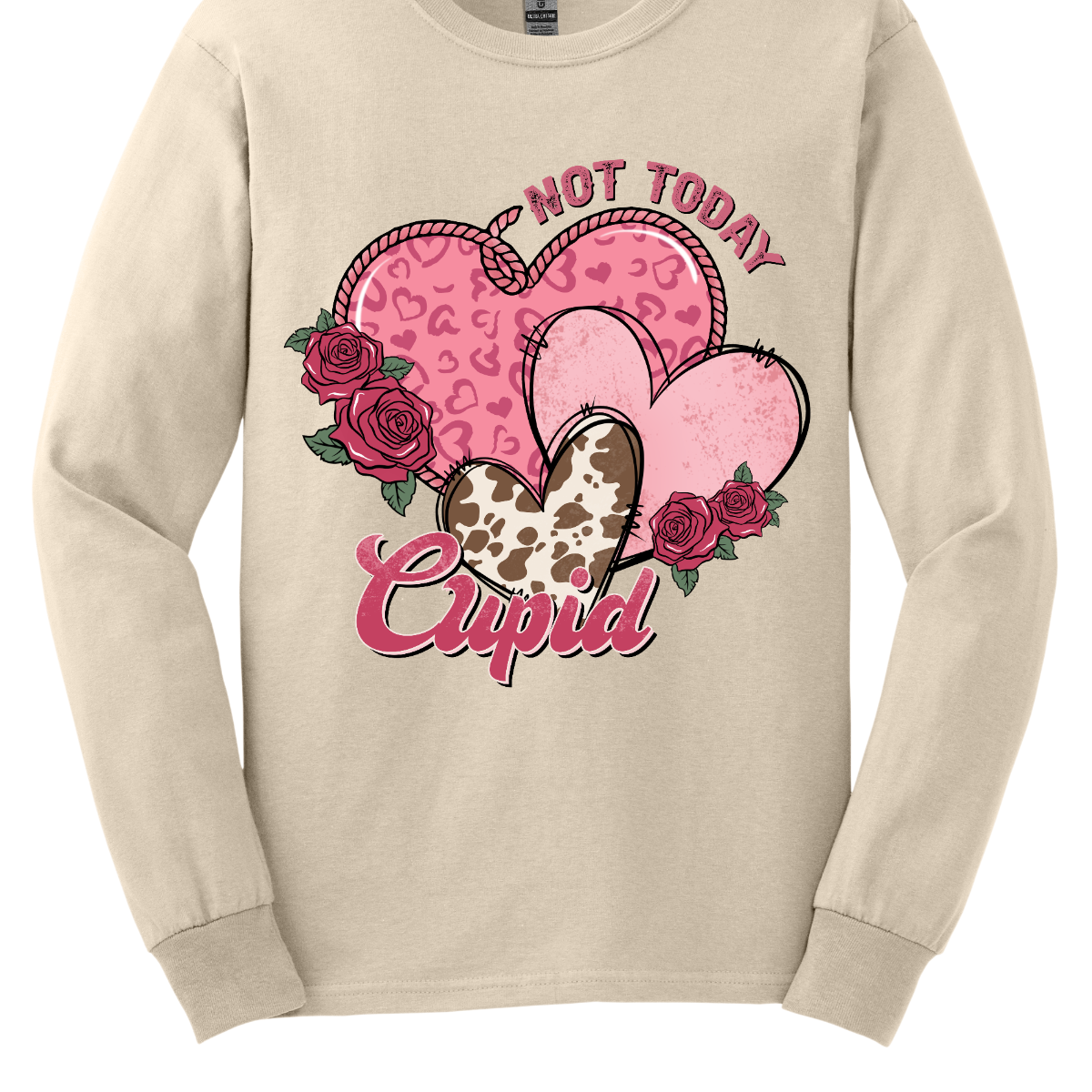 Defy Cupid's arrows with our "Not Today Cupid" T-shirt – a playful and stylish garment that beautifully combines a sassy message with Western-inspired patterns. Perfect for those who want to express their individuality and humor with a touch of Western flair. Shop at Gorgesouware.com