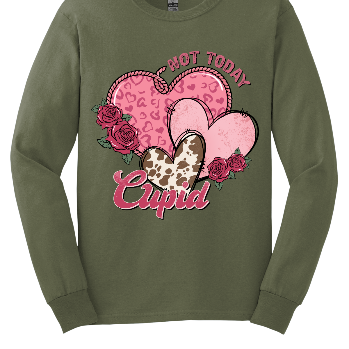 Defy Cupid's arrows with our "Not Today Cupid" T-shirt – a playful and stylish garment that beautifully combines a sassy message with Western-inspired patterns. Perfect for those who want to express their individuality and humor with a touch of Western flair. Shop at Gorgesouware.com