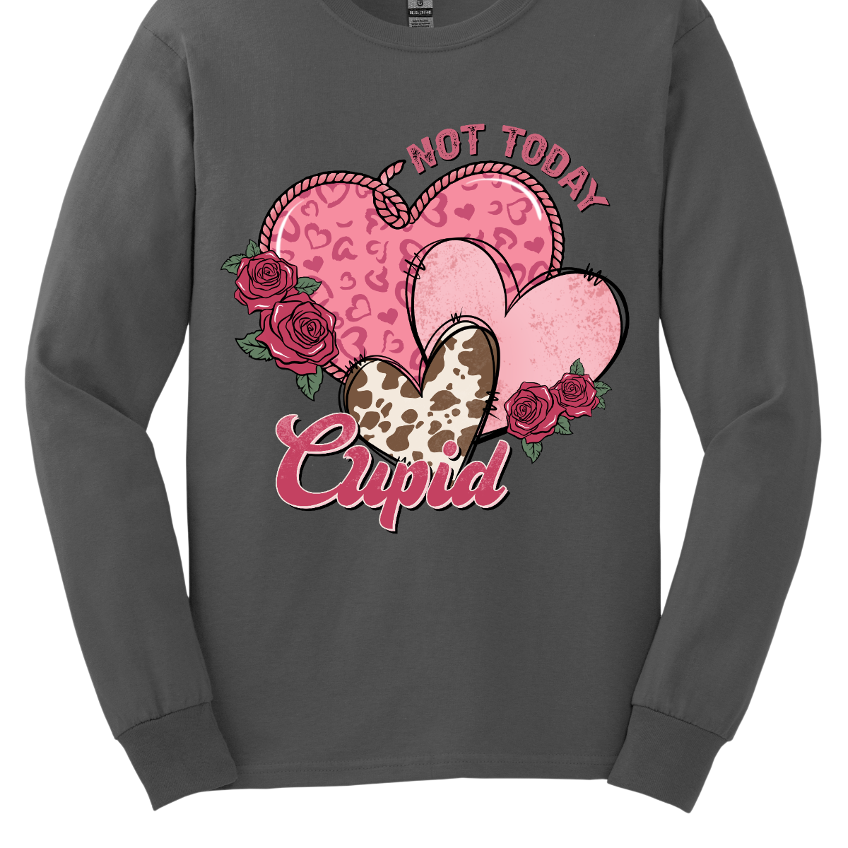 Defy Cupid's arrows with our "Not Today Cupid" T-shirt – a playful and stylish garment that beautifully combines a sassy message with Western-inspired patterns. Perfect for those who want to express their individuality and humor with a touch of Western flair. Shop at Gorgesouware.com