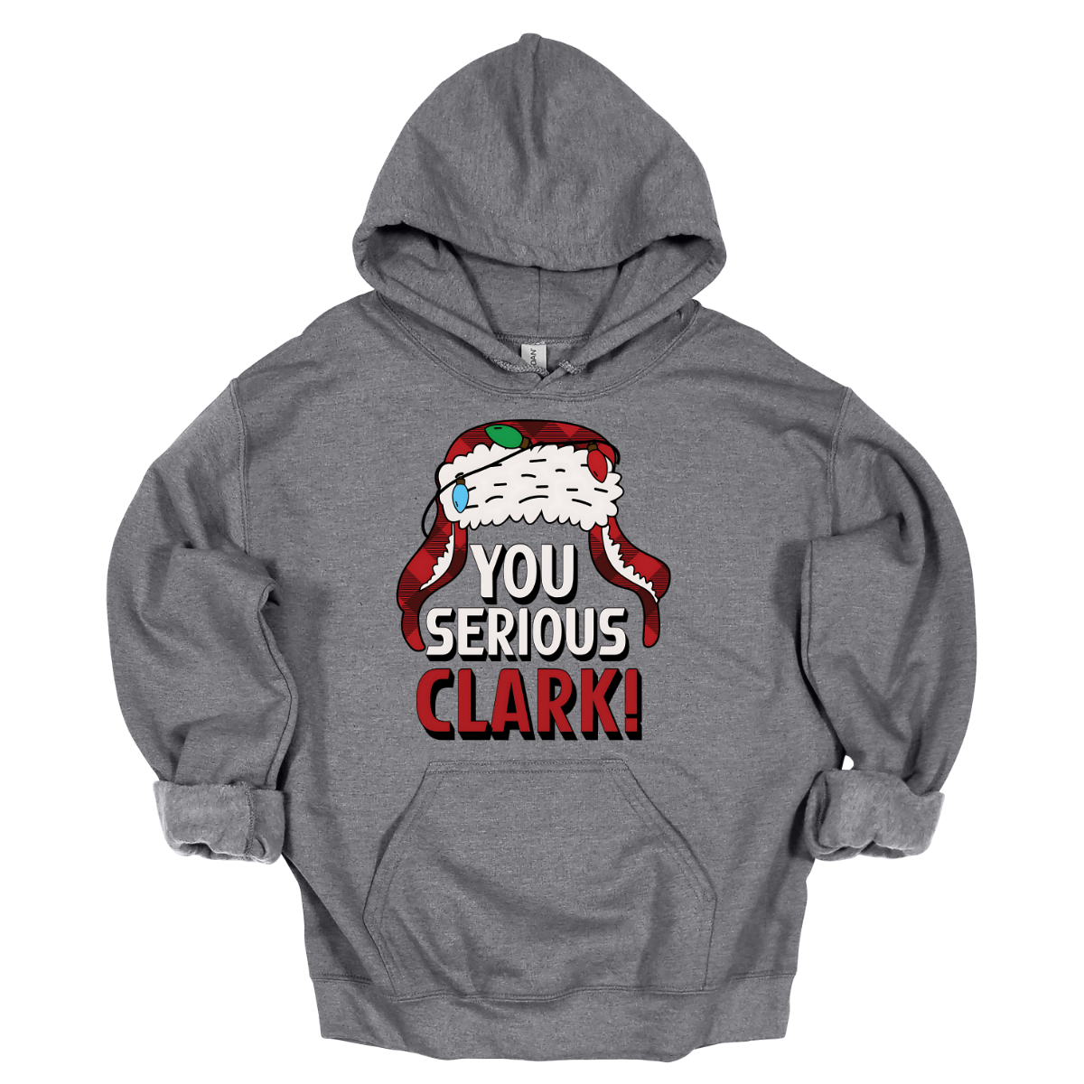 Get ready to light up the holiday season with a dose of classic comedy! Our “You Serious, Clark!” t-shirt pays homage to the unforgettable line from National Lampoon’s Christmas Vacation. Featuring a bold, eye-catching graphic of Clark Griswold’s iconic winter trapper hat, adorned with colorful Christmas lights, this shirt is perfect for any fan of the movie. Shop at Gorgeousware.com