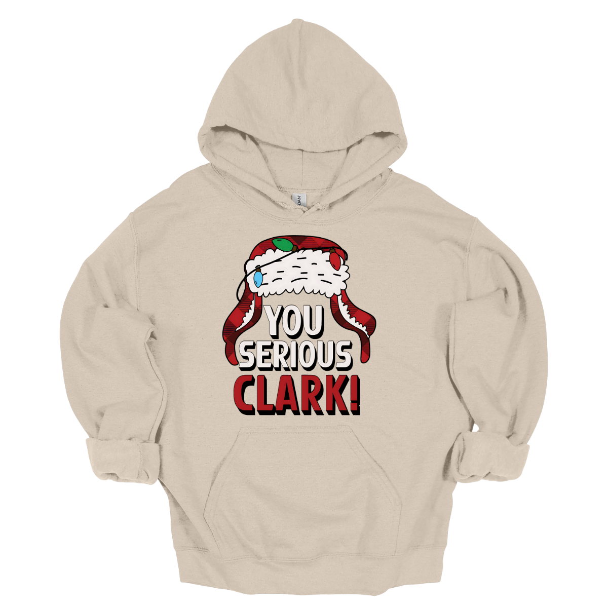 Get ready to light up the holiday season with a dose of classic comedy! Our “You Serious, Clark!” t-shirt pays homage to the unforgettable line from National Lampoon’s Christmas Vacation. Featuring a bold, eye-catching graphic of Clark Griswold’s iconic winter trapper hat, adorned with colorful Christmas lights, this shirt is perfect for any fan of the movie. Shop at Gorgeousware.com